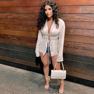 Mistress rocks Lace up shirt